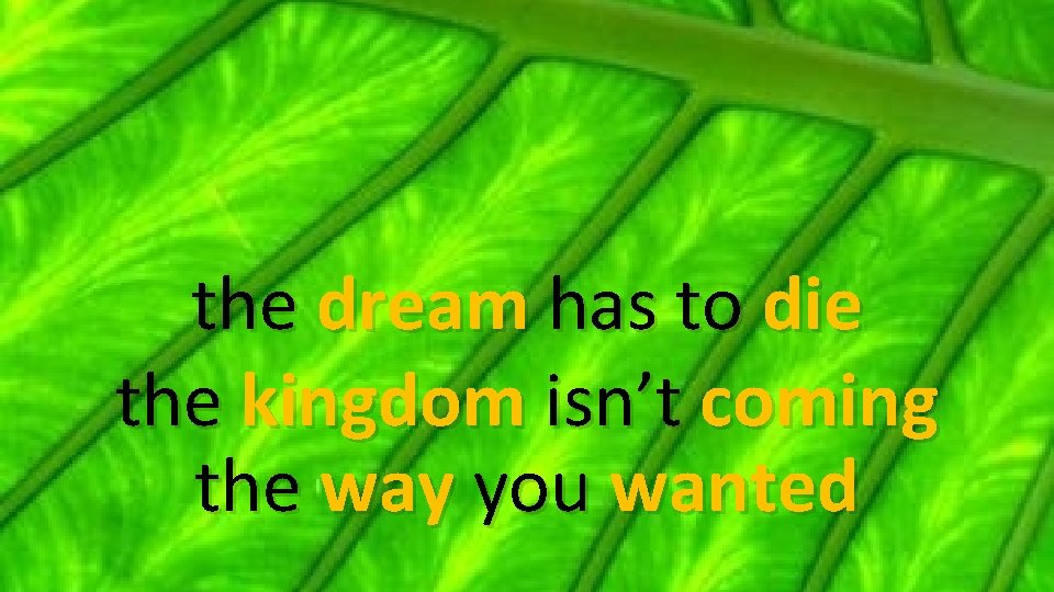 the dream has to die the kingdom isn’t coming the way you wanted 