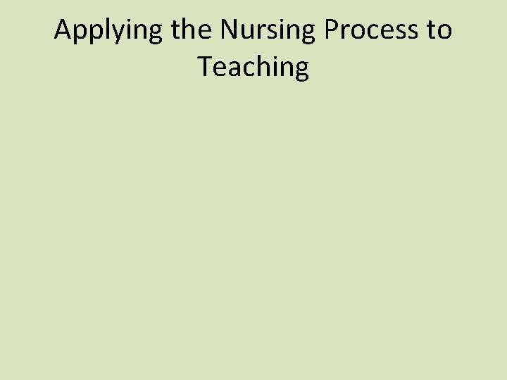 Applying the Nursing Process to Teaching 