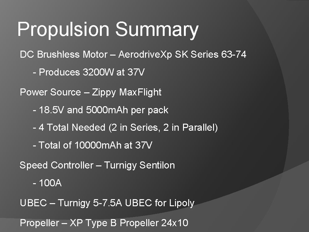 Propulsion Summary DC Brushless Motor – Aerodrive. Xp SK Series 63 -74 - Produces Propulsion Summary DC Brushless Motor – Aerodrive. Xp SK Series 63 -74 - Produces