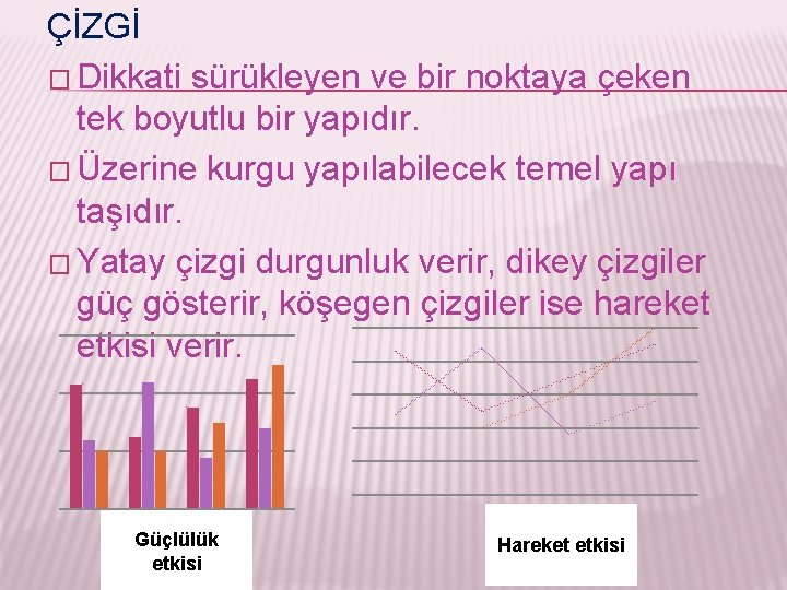 ÇİZGİ � Dikkati sürükleyen ve bir noktaya çeken tek boyutlu bir yapıdır. � Üzerine