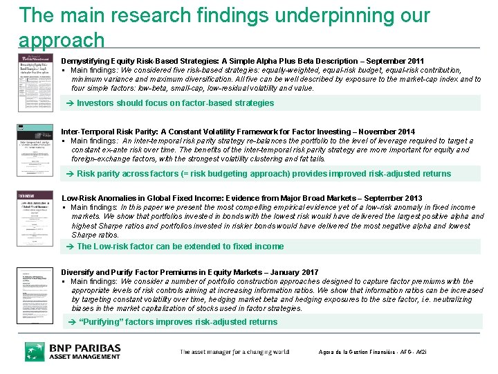 The main research findings underpinning our approach Demystifying Equity Risk-Based Strategies: A Simple Alpha