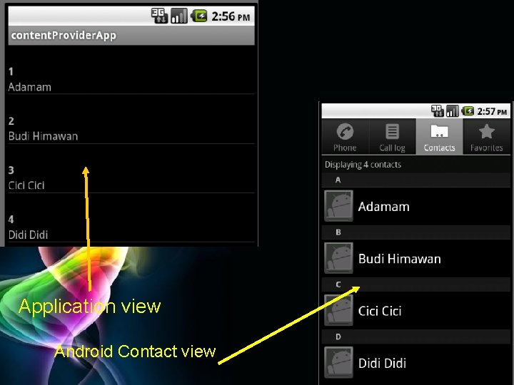 Application view Android Contact view Free Powerpoint Templates Page 9 