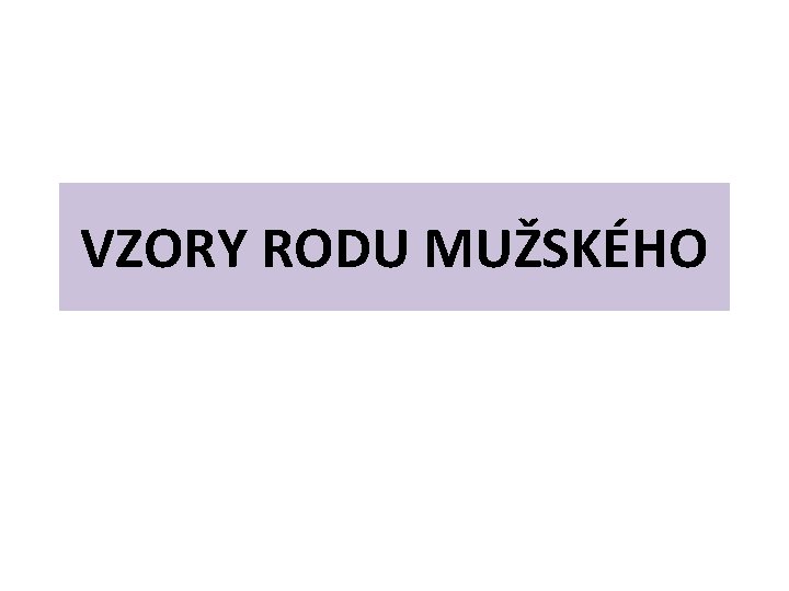 VZORY RODU MUŽSKÉHO 