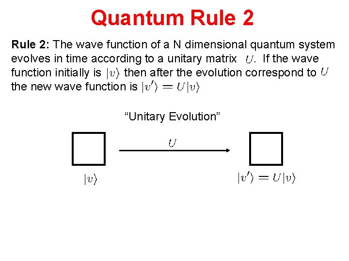 Quantum Rule 2: The wave function of a N dimensional quantum system evolves in