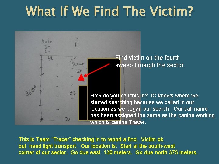 What If We Find The Victim? Find victim on the fourth sweep through the