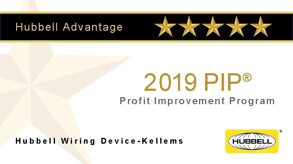 Hubbell Advantage 2019 PIP ® Profit Improvement Program Hubbell Wiring Device-Kellems 
