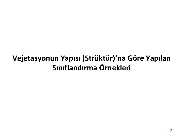 Vejetasyonun Yapısı (Strüktür)’na Göre Yapılan Sınıflandırma Örnekleri 12 