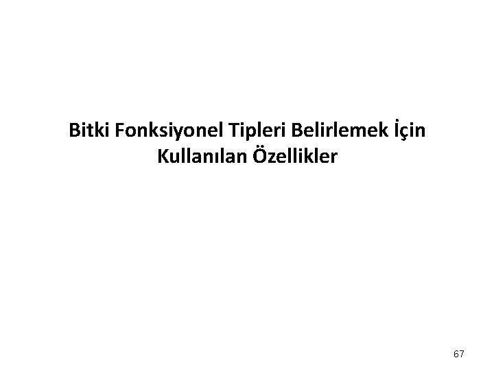 Bitki Fonksiyonel Tipleri Belirlemek İçin Kullanılan Özellikler 67 