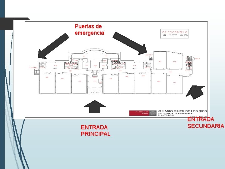 Puertas de emergencia ENTRADA PRINCIPAL ENTRADA SECUNDARIA 