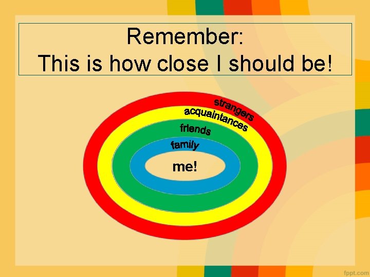 Remember: This is how close I should be! me! Remember: This is how close I should be! me!