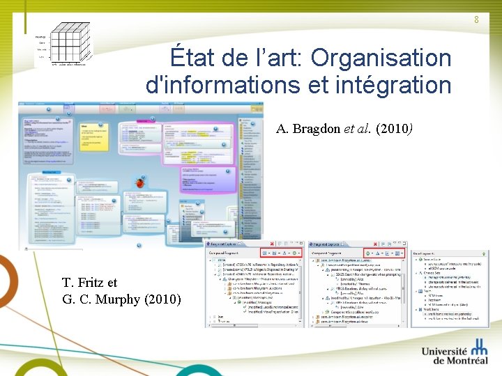 8 État de l’art: Organisation d'informations et intégration A. Bragdon et al. (2010) T.