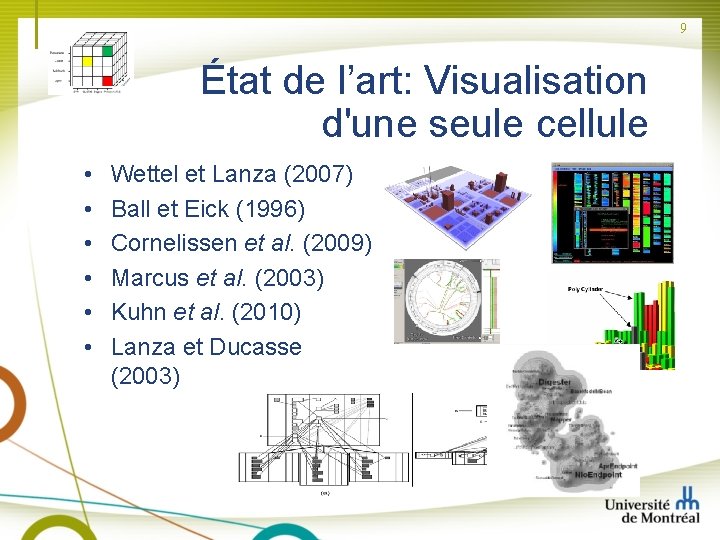 9 État de l’art: Visualisation d'une seule cellule • • • Wettel et Lanza