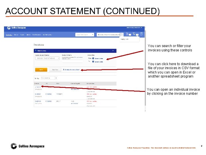 You can search or filter your invoices using these controls You can click here