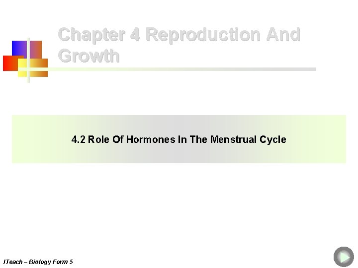 Chapter 4 Reproduction And Growth 4. 2 Role Of Hormones In The Menstrual Cycle Chapter 4 Reproduction And Growth 4. 2 Role Of Hormones In The Menstrual Cycle