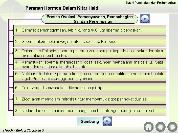 Bab 4 Pembiakan dan Pertumbuhan Peranan Hormon Dalam Kitar Haid Proses Ovulasi, Persenyawaan, Pembahagian Bab 4 Pembiakan dan Pertumbuhan Peranan Hormon Dalam Kitar Haid Proses Ovulasi, Persenyawaan, Pembahagian