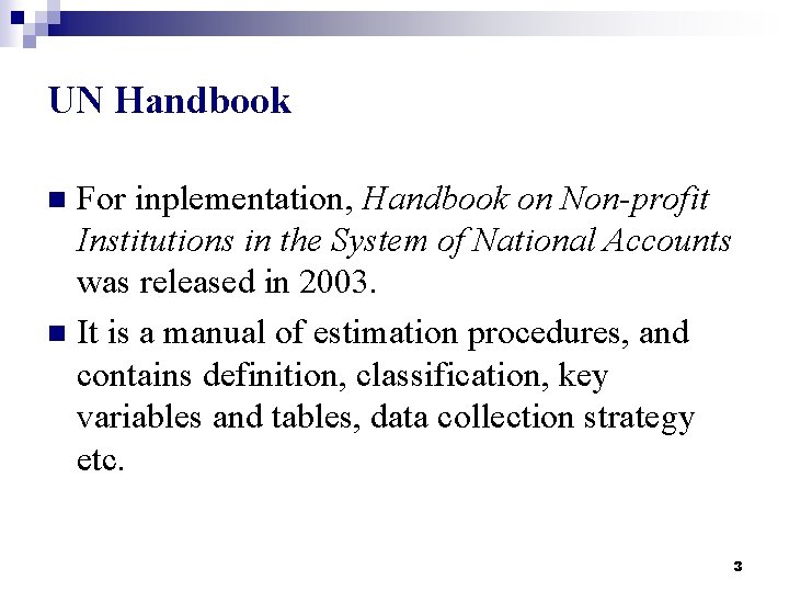 UN Handbook For inplementation, Handbook on Non-profit Institutions in the System of National Accounts