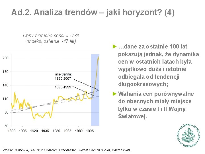 Ad. 2. Analiza trendów – jaki horyzont? (4) Ceny nieruchomości w USA (indeks, ostatnie