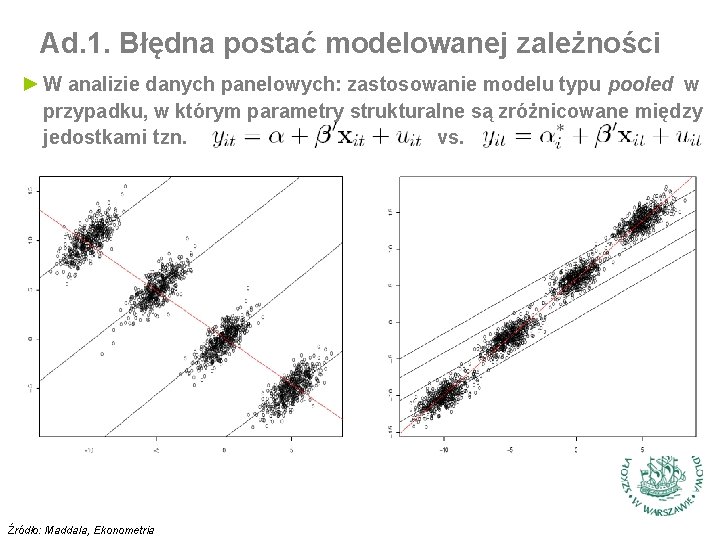 Ad. 1. Błędna postać modelowanej zależności ► W analizie danych panelowych: zastosowanie modelu typu