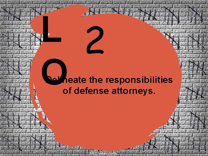 L 2 O Delineate the responsibilities of defense attorneys. © 2011 Cengage Learning 