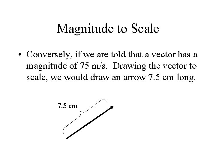 Magnitude to Scale • Conversely, if we are told that a vector has a