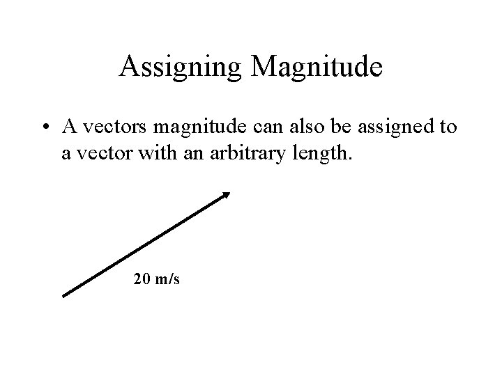 Assigning Magnitude • A vectors magnitude can also be assigned to a vector with
