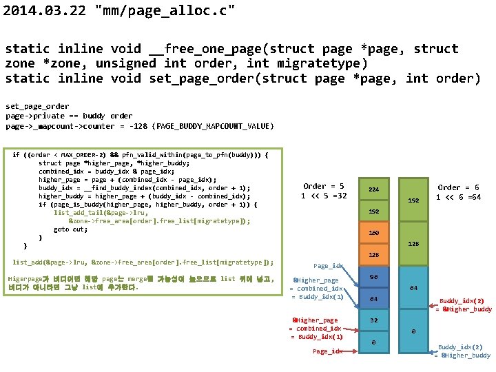 2014. 03. 22 "mm/page_alloc. c" static inline void __free_one_page(struct page *page, struct zone *zone,