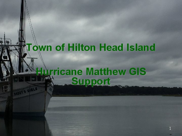 Town of Hilton Head Island Hurricane Matthew GIS Support 1 