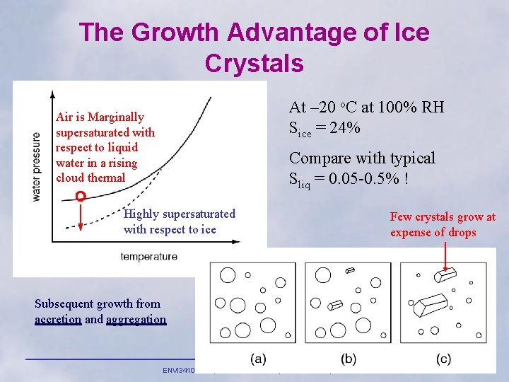 The Growth Advantage of Ice Crystals At – 20 o. C at 100% RH