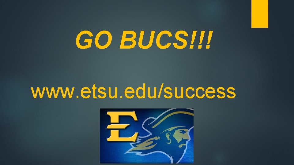 GO BUCS!!! www. etsu. edu/success GO BUCS!!! www. etsu. edu/success