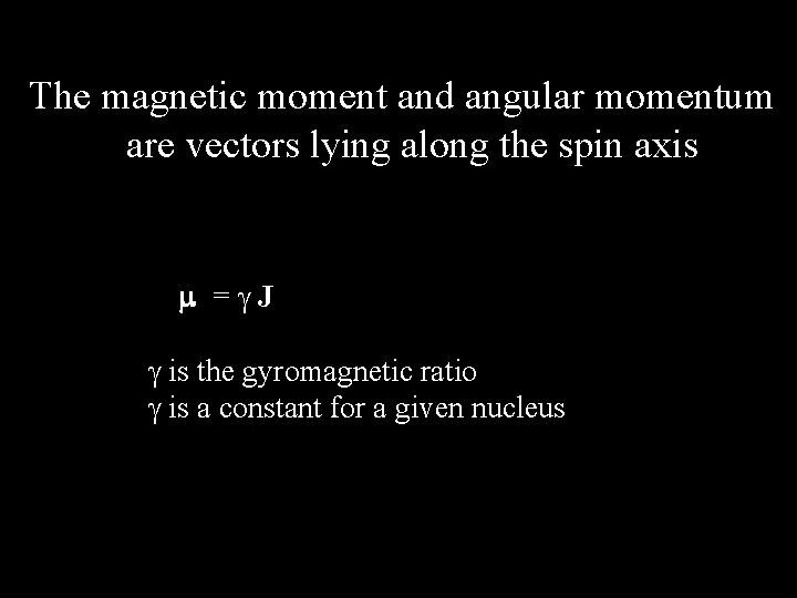 The magnetic moment and angular momentum are vectors lying along the spin axis m