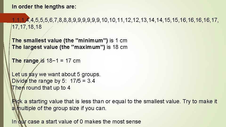 In order the lengths are: 1, 1, 1, 4, 4, 5, 5, 5, 6,