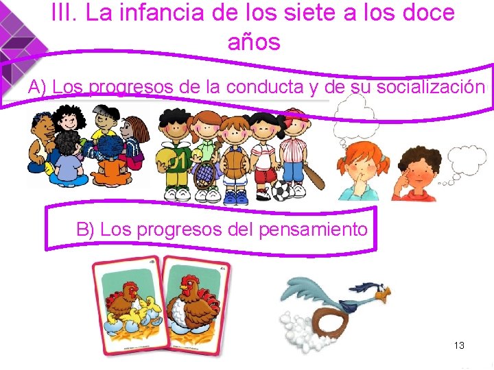 III. La infancia de los siete a los doce años A) Los progresos de