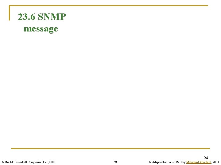 23. 6 SNMP message 24 ©The Mc. Graw-Hill Companies, Inc. , 2000 24 ©