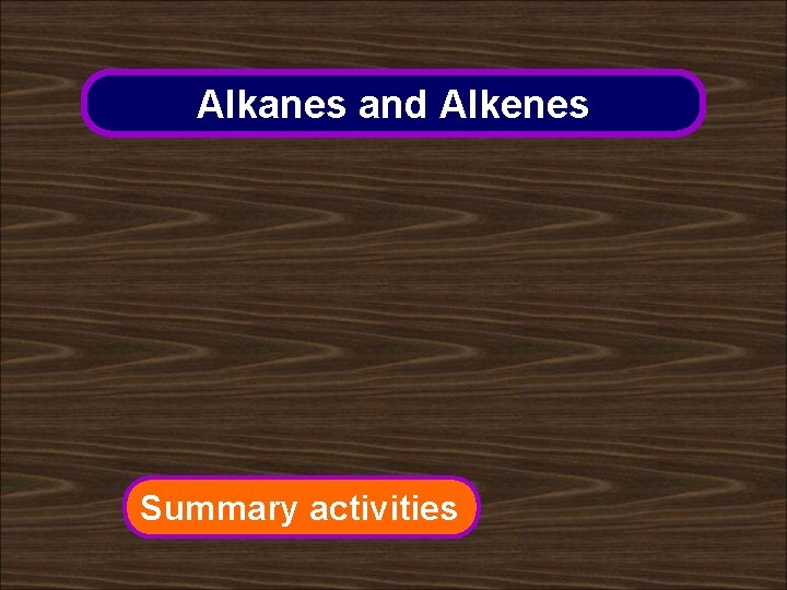Alkanes and Alkenes Summary activities 