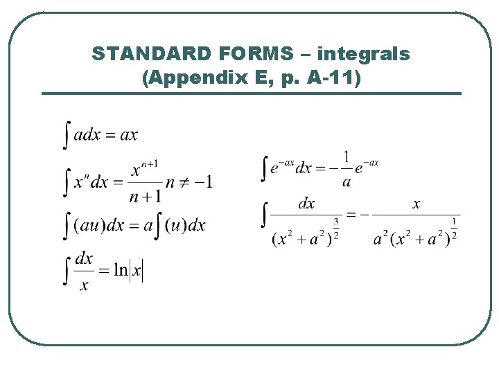 Physics Appendix Integral Calculus for AP physics When using math to