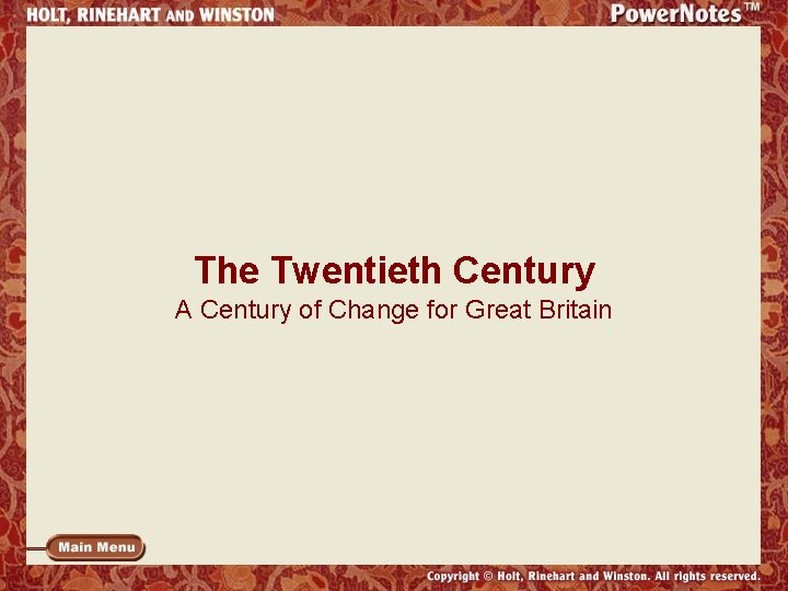 The Twentieth Century A Century of Change for Great Britain 