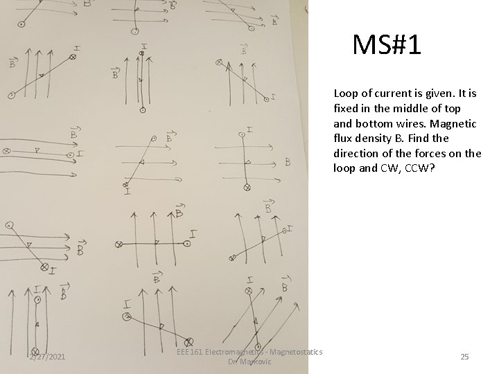 MS#1 Loop of current is given. It is fixed in the middle of top