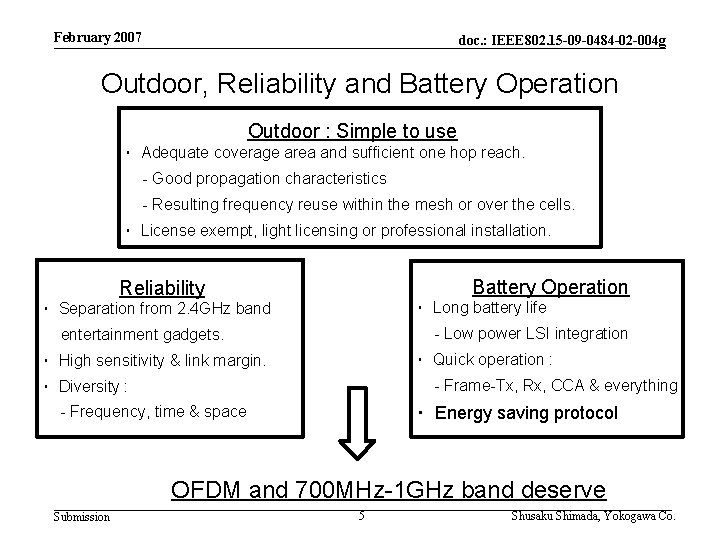February 2007 doc. : IEEE 802. 15 -09 -0484 -02 -004 g Outdoor, Reliability