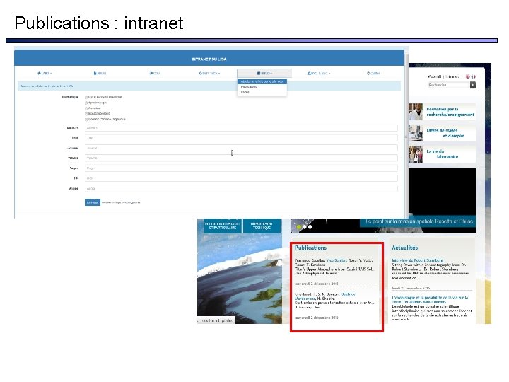 Publications : intranet 