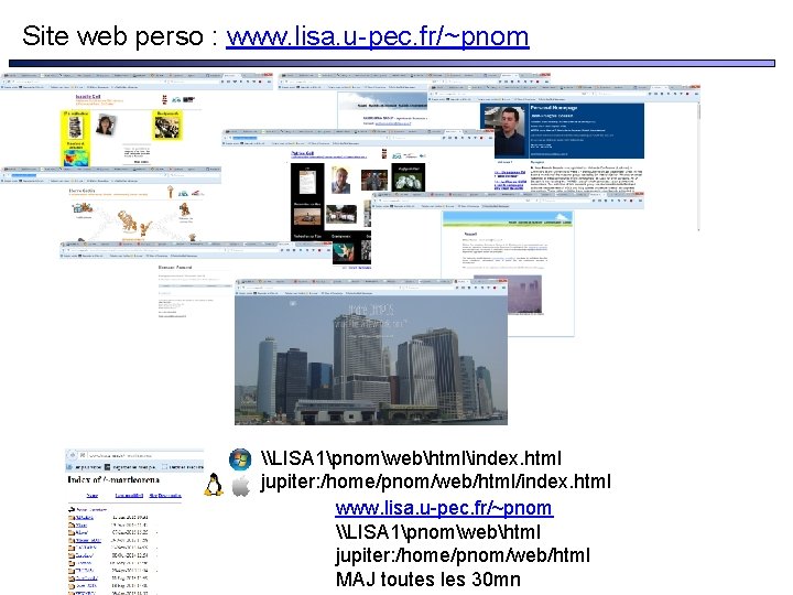 Site web perso : www. lisa. u-pec. fr/~pnom \LISA 1pnomwebhtmlindex. html jupiter: /home/pnom/web/html/index. html