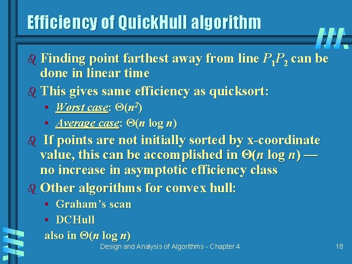 Efficiency of Quick. Hull algorithm b Finding point farthest away from line P 1