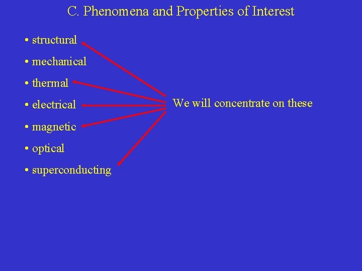 C. Phenomena and Properties of Interest • structural • mechanical • thermal • electrical