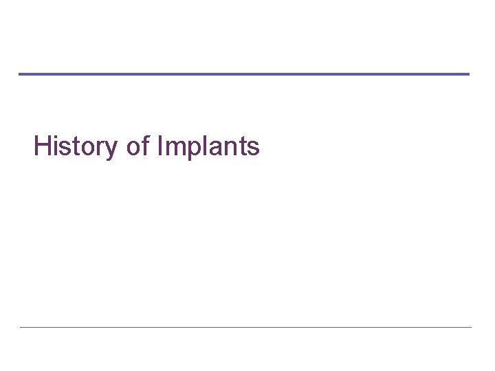 History of Implants 