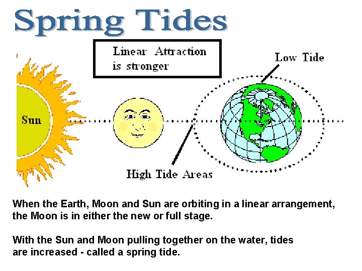 When the Earth, Moon and Sun are orbiting in a linear arrangement, the Moon