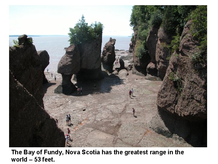 The Bay of Fundy, Nova Scotia has the greatest range in the world –