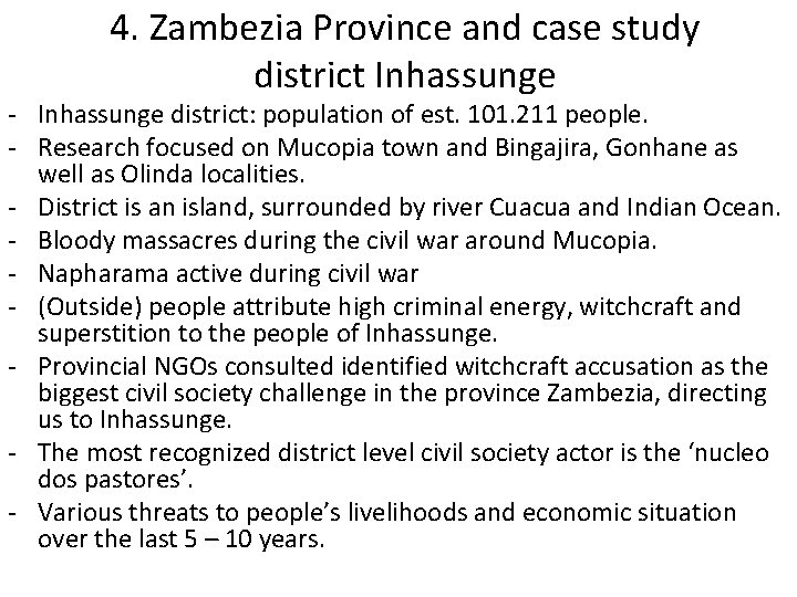 4. Zambezia Province and case study district Inhassunge - Inhassunge district: population of est.