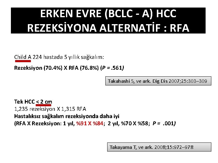 ERKEN EVRE (BCLC - A) HCC REZEKSİYONA ALTERNATİF : RFA Child A 224 hastada