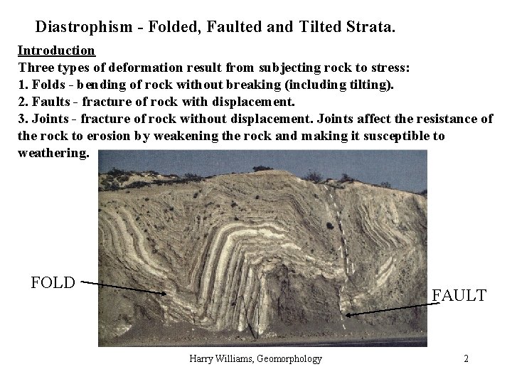 Diastrophism - Folded, Faulted and Tilted Strata. Introduction Three types of deformation result from