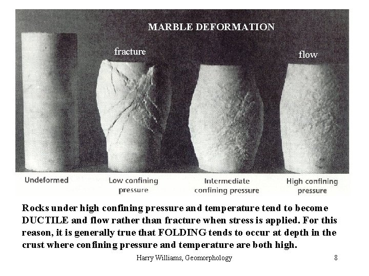 MARBLE DEFORMATION fracture flow Rocks under high confining pressure and temperature tend to become