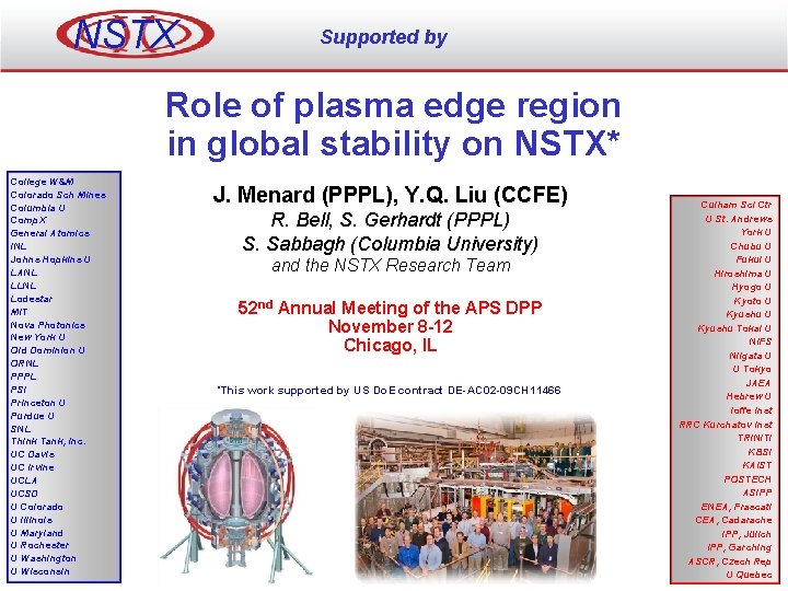 NSTX Supported by Role of plasma edge region in global stability on NSTX* College